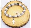 8-9mm Freshwater Culture White Pearl Bracelet with Cross Charm (BA-903505)