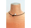 5 Pearls Leather Necklace - Black (LN-906031)