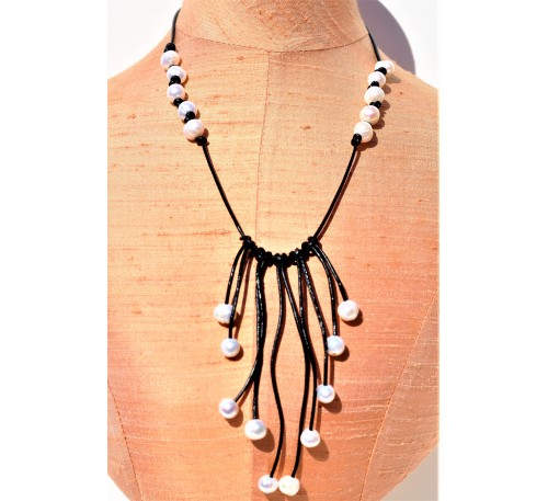Tassel Leather Necklace (LN-906040)