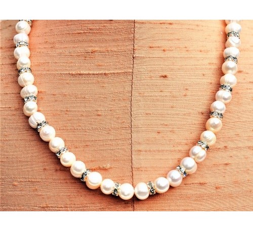 Pearl with Swarovski Bar Necklace (PN-906023)