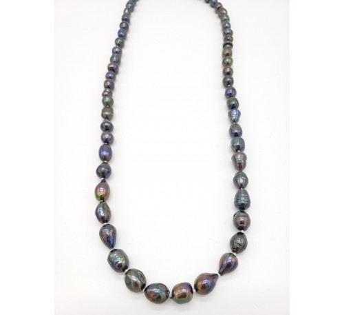 Classic Long Black Pearl Necklace (PN-190387)