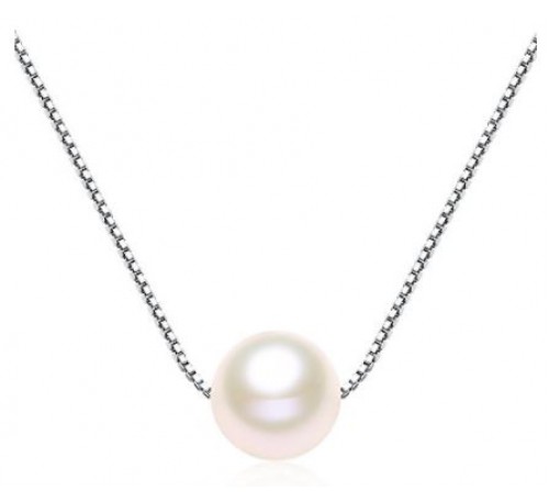 Single Pearl Sterling Silver Necklace -White (SN-905122)