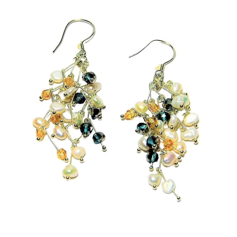 Hand Wired Pearl with Beautiful CZ Earrings (ERM-903274)