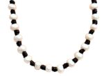 Knotted Leather Pearl Necklace - Dark Brown ( LN-906035)