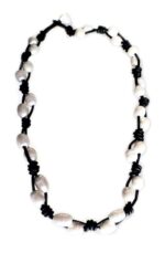 Braided Black Leather Pearl Necklace