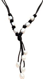 2 Strand Tassel Leather Pearl Necklace - Black (LN-907505)