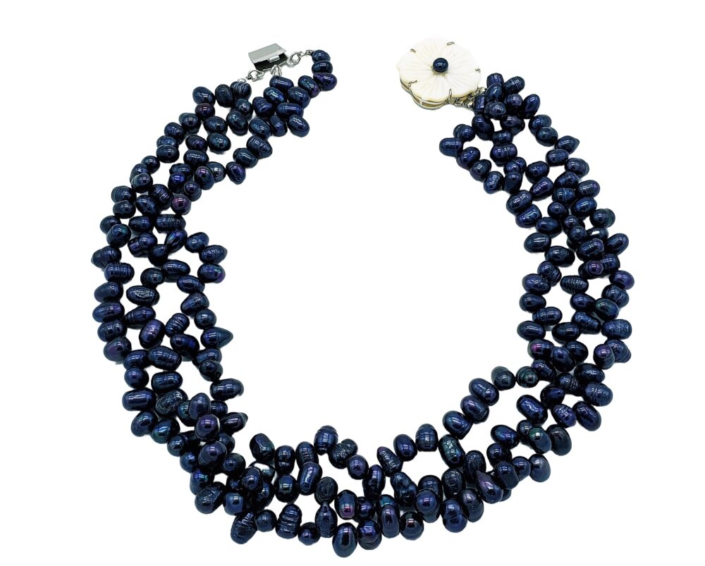 Sicily Triple Strands Pearl Necklace - Black (PN-903582)
