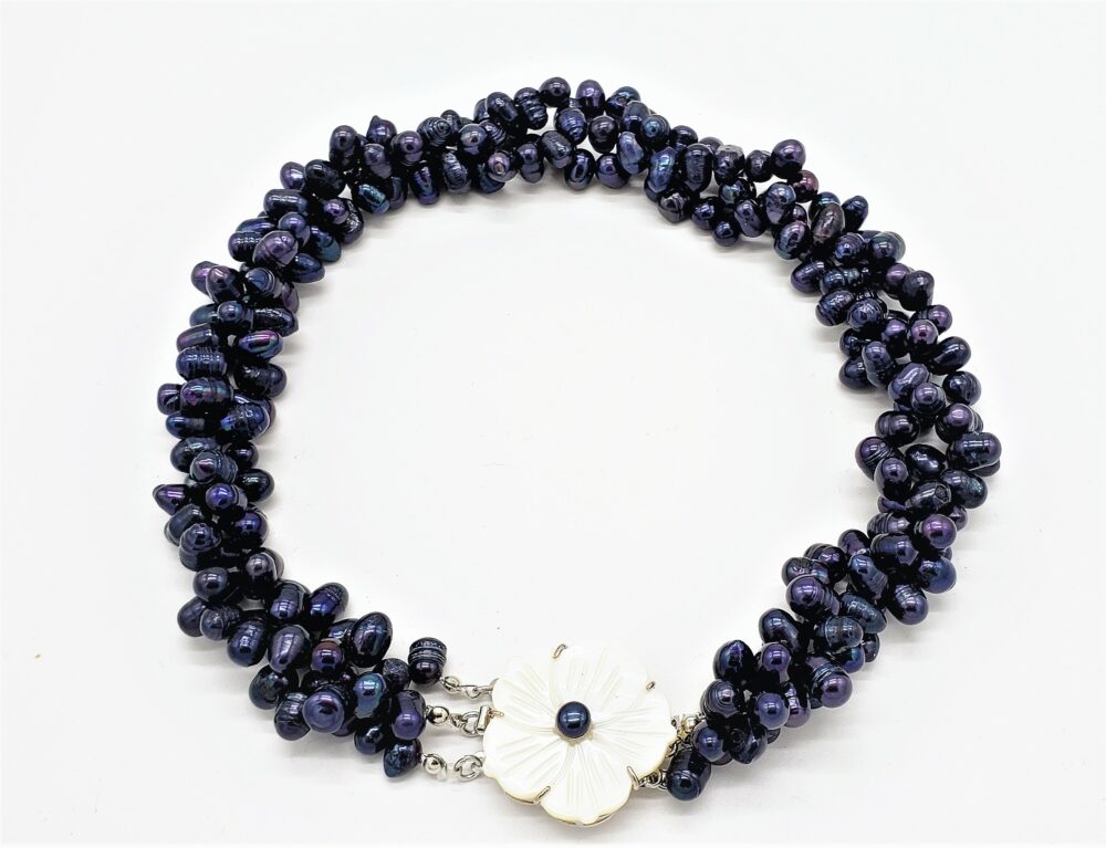 Sicily Triple Strands Pearl Necklace - Black (PN-903582)