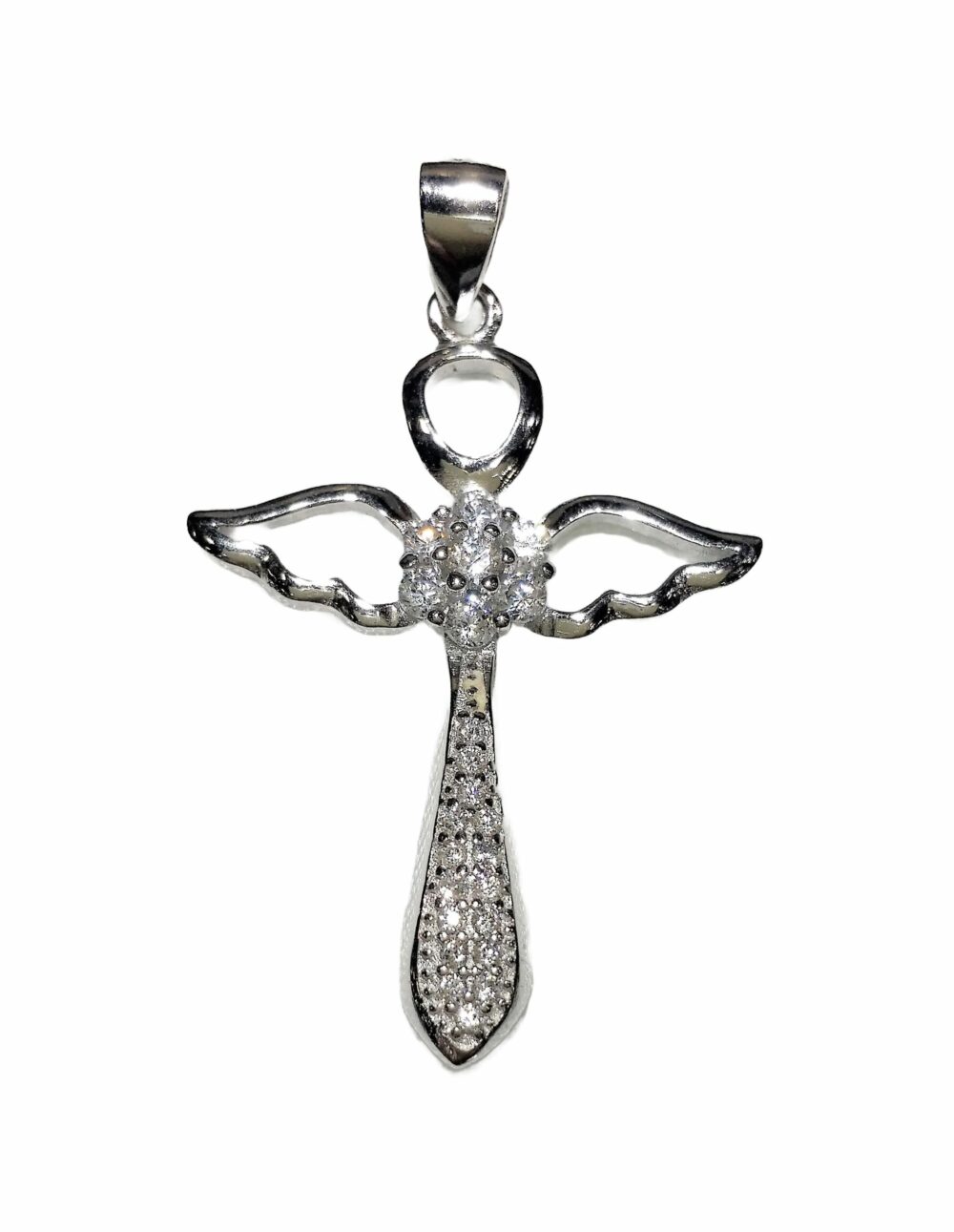 CZ Angel Wing Cross Sterling Silver (SN-905008)
