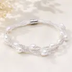 6-7 mm White Freshwater Pearl Bracelet with Magnetic Clasp
