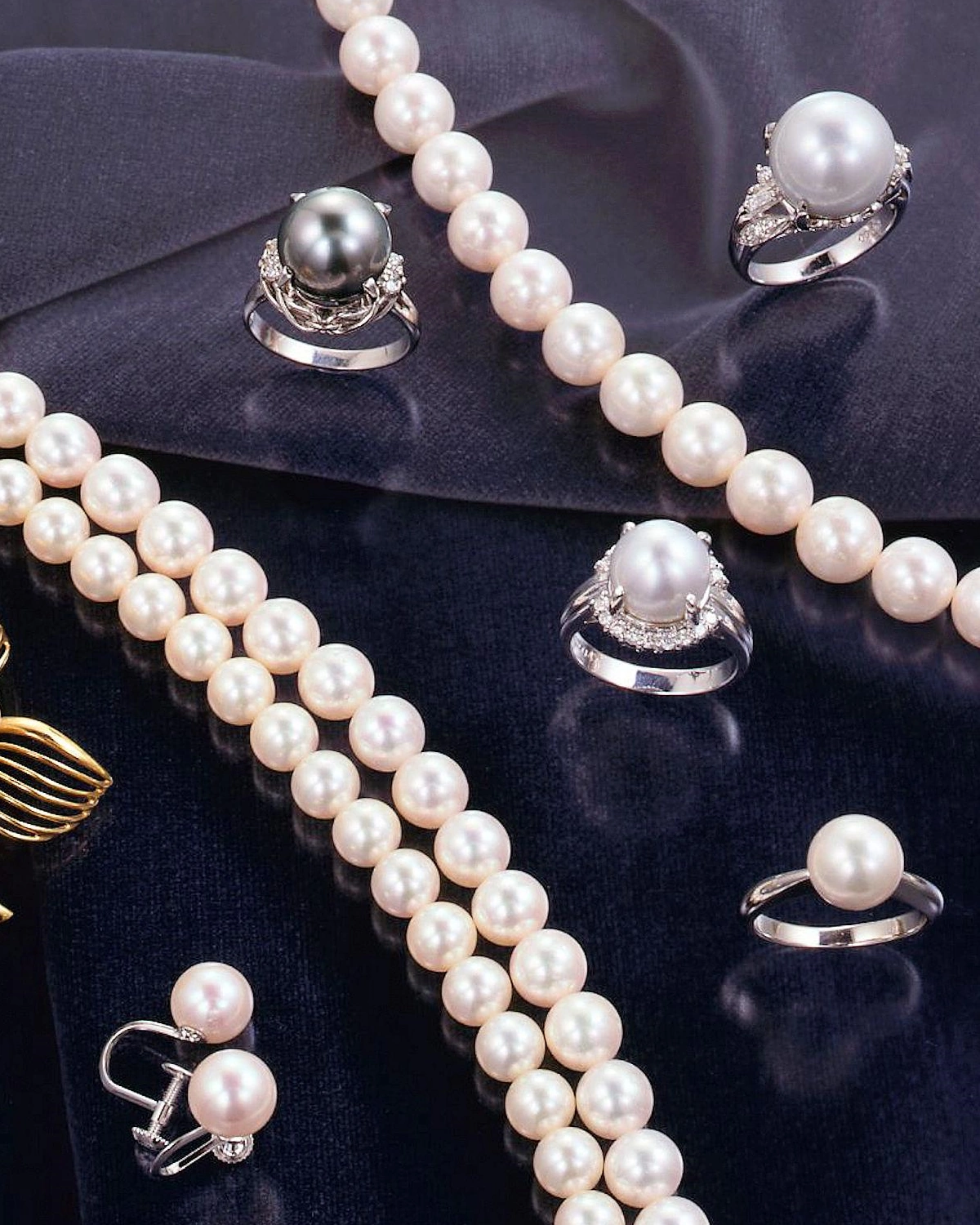 Freshwater cultured pearl rings collection